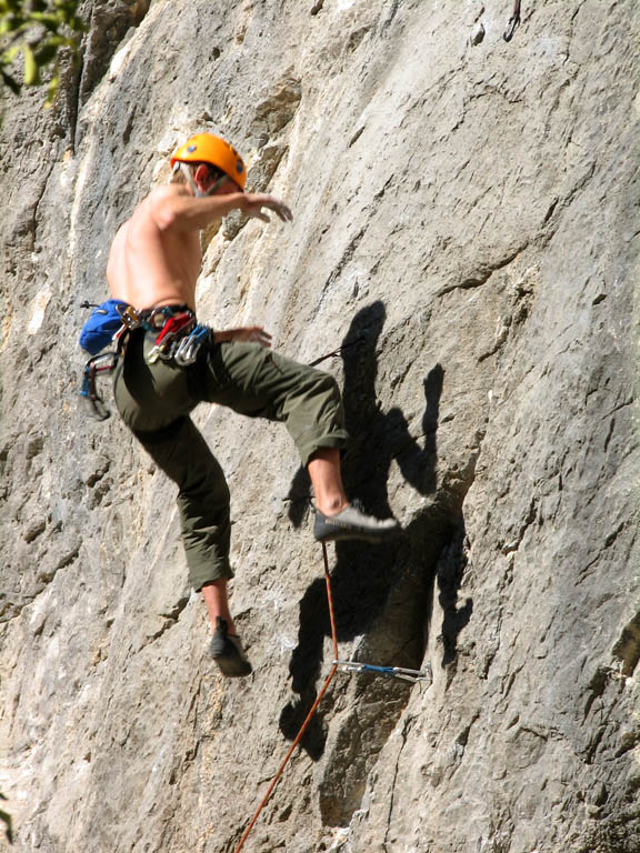 Keith falling. (Category:  Rock Climbing)