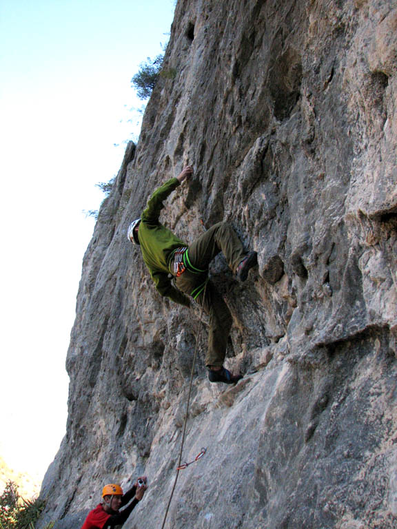 Leading La Pressa. (Category:  Rock Climbing)