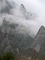 Potrero shrouded in rain, mist and clouds. (Category:  Rock Climbing)