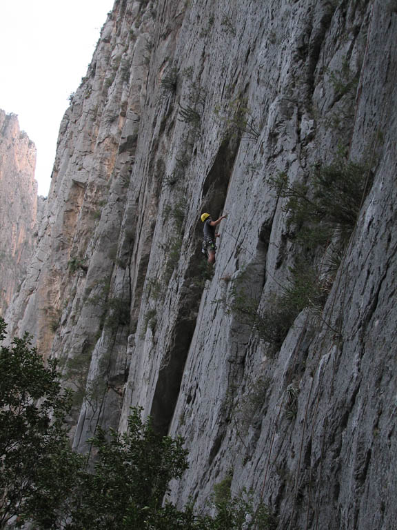 Aramy leading Faded Love. (Category:  Rock Climbing)