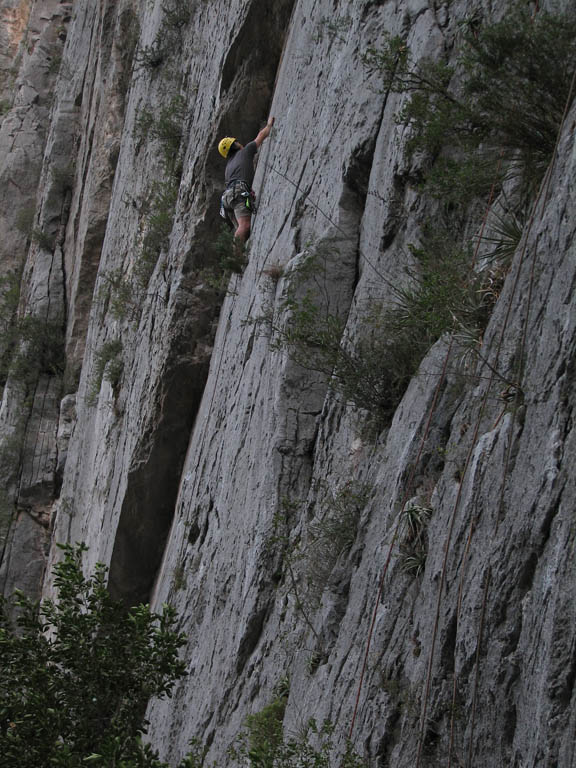 Aramy leading Faded Love. (Category:  Rock Climbing)