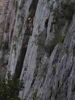 Aramy leading Faded Love. (Category:  Rock Climbing)