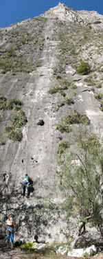 Panorama of Space Boyz.  About 1100' tall. (Category:  Rock Climbing)