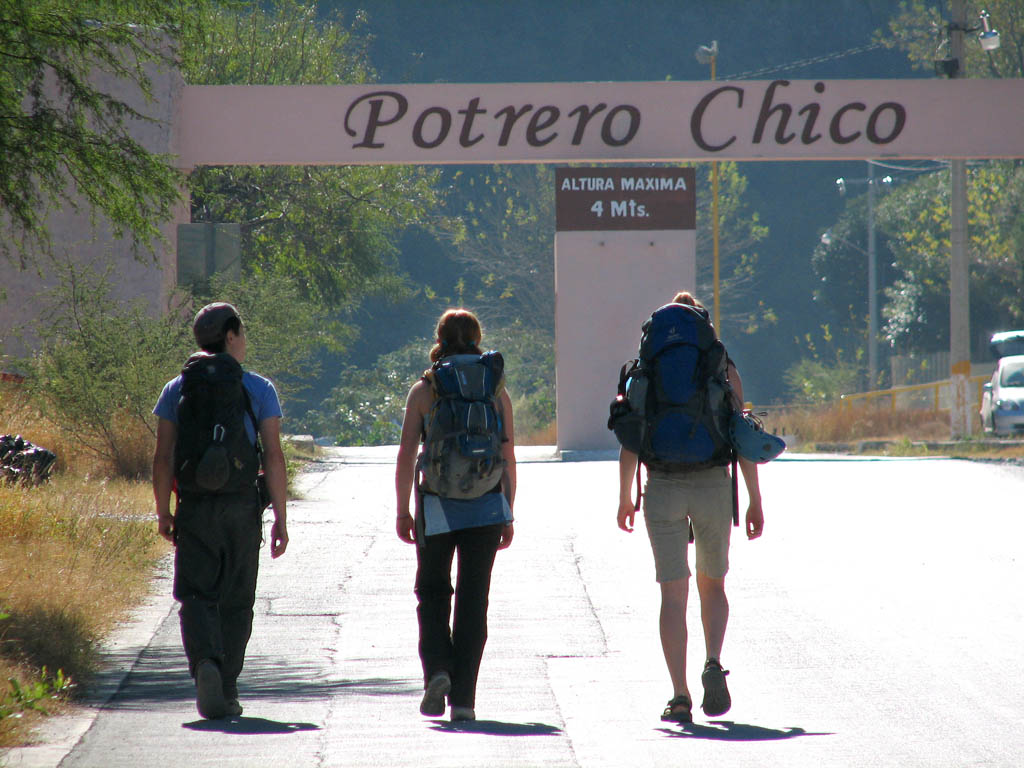 Kenny, Kristin and Beth walking to Potrero. (Category:  Rock Climbing)