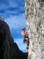 Kenny leading at Mini Super. (Category:  Rock Climbing)