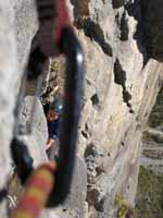 Kenny following a pitch high up on Time Wave Zero. (Category:  Rock Climbing)