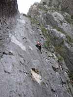 Kristin leading the first pitch (5.11a) of Super Nova. (Category:  Rock Climbing)