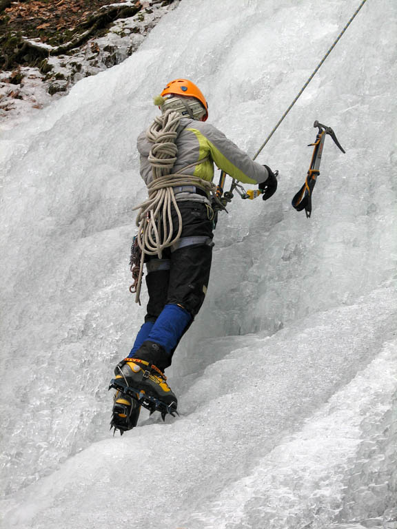 Kristin following. (Category:  Ice Climbing)