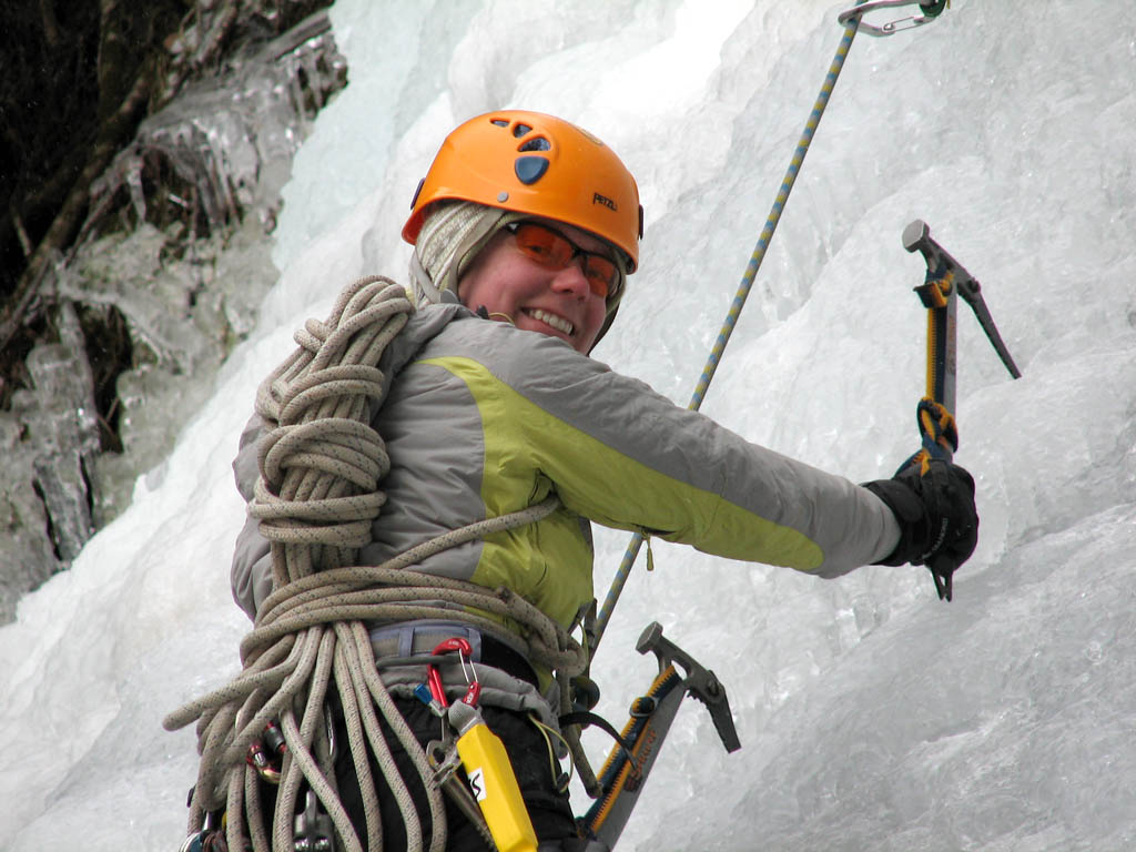 Kristin following. (Category:  Ice Climbing)