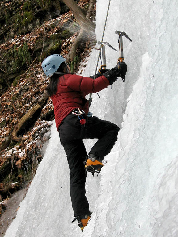 Iori climbing. (Category:  Ice Climbing)