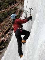 Iori climbing. (Category:  Ice Climbing)