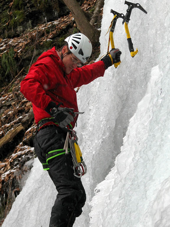 Leading some ice. (Category:  Ice Climbing)