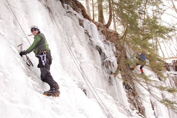 Guy with an ice screw in his mouth.  I'm pretty sure we didn't teach him to do that. (Category:  Ice Climbing)