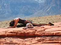 Marah doing yoga at The Gallery. (Category:  Rock Climbing)