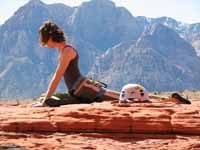 Marah doing yoga at The Gallery. (Category:  Rock Climbing)