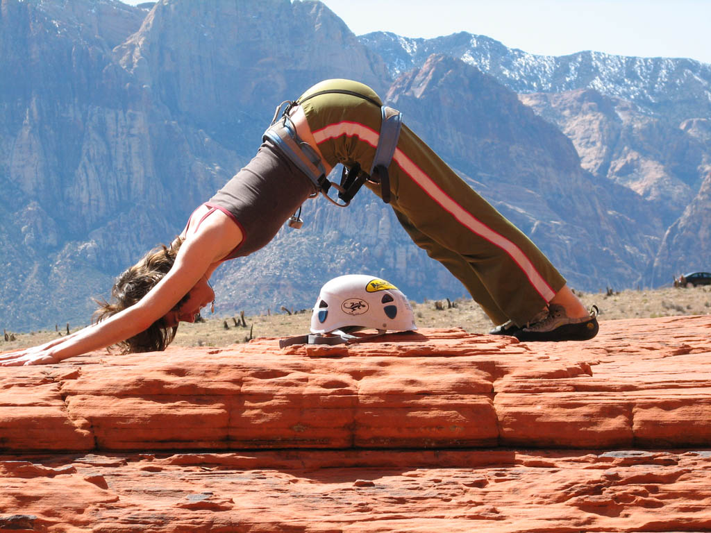 Marah doing yoga at The Gallery. (Category:  Rock Climbing)