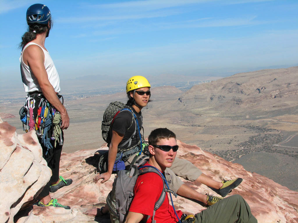 Mark, Aramy and Keith at the top of Olive Oil. (Category:  Rock Climbing)