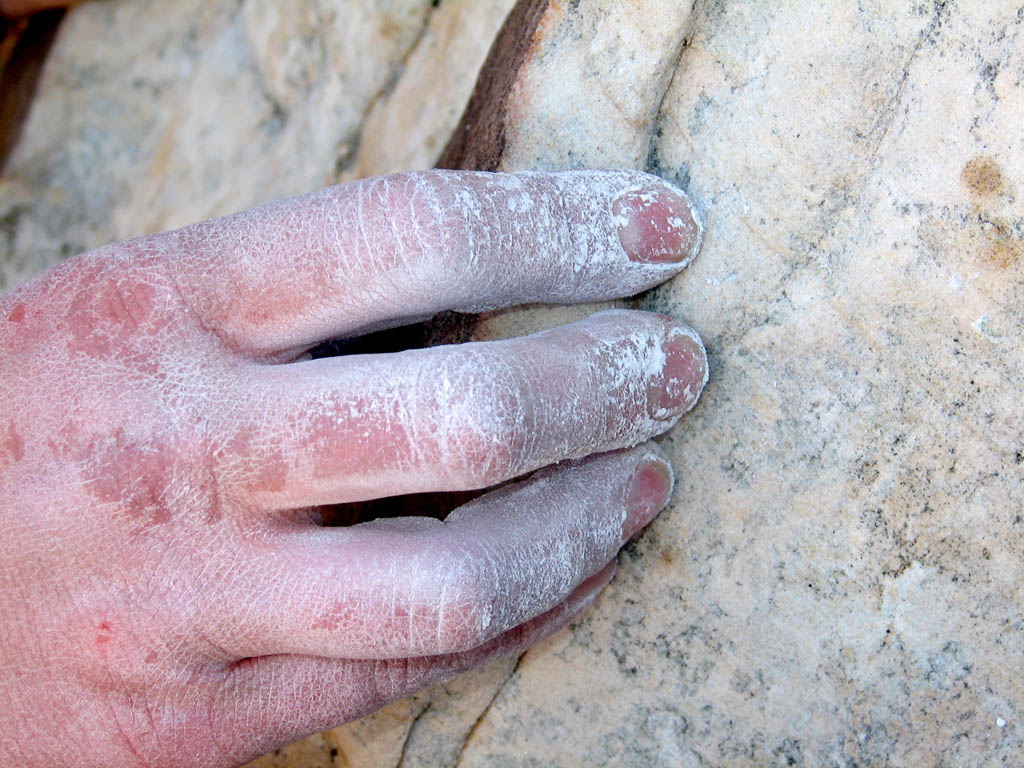 Too much chalk. (Category:  Rock Climbing)