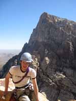 Andy and his omnipresent slings on top of Solar Slab. (Category:  Rock Climbing)