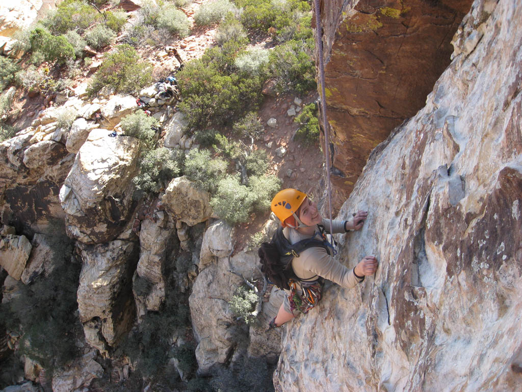 Stitty on the first pitch of Crimson Chrysalis. (Category:  Rock Climbing)