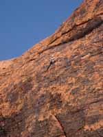 Anna leading at Hunter S. Thompson Dome. (Category:  Rock Climbing)