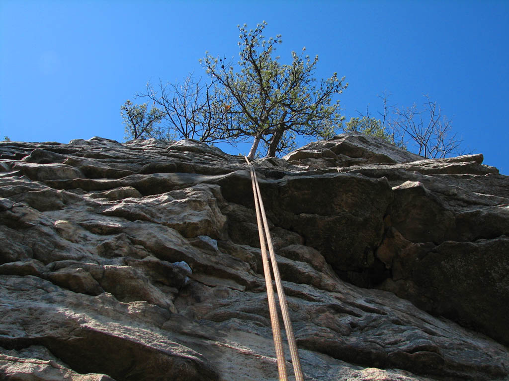 It was a blue sky and t-shirt kind of day.  Not at all what was forecast. (Category:  Rock Climbing)