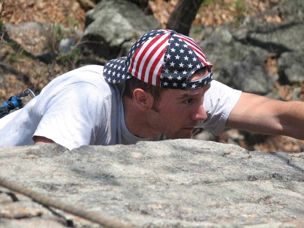 Nick climbing Morning After. (Category:  Rock Climbing)