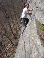 Nick climbing Morning After. (Category:  Rock Climbing)