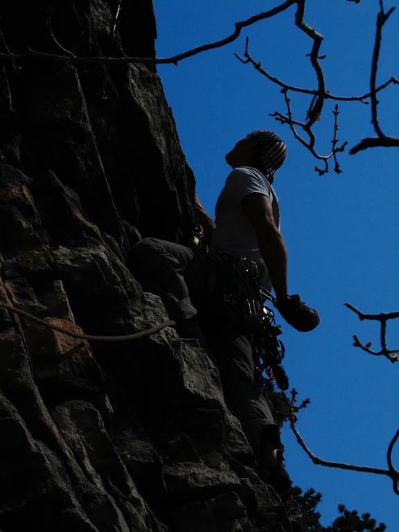 Nick leading pitch 2 of Morning After. (Category:  Rock Climbing)