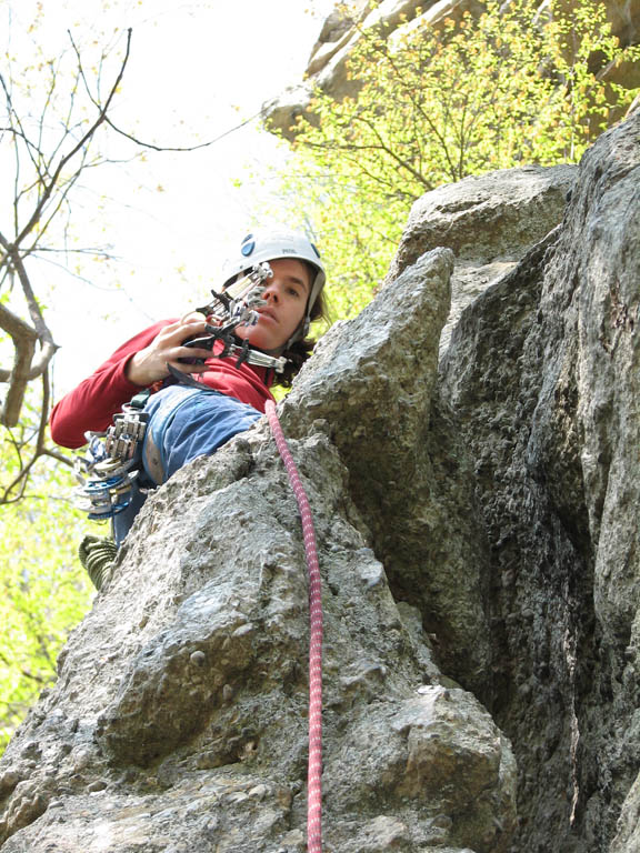 Marah leading p1 of Insuhlation. (Category:  Rock Climbing)