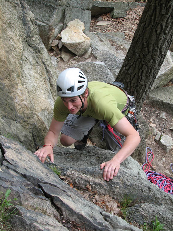 Guy leading the start of Disneyland. (Category:  Rock Climbing)