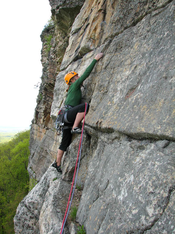 Kristin leading Yellow Ridge. (Category:  Rock Climbing)