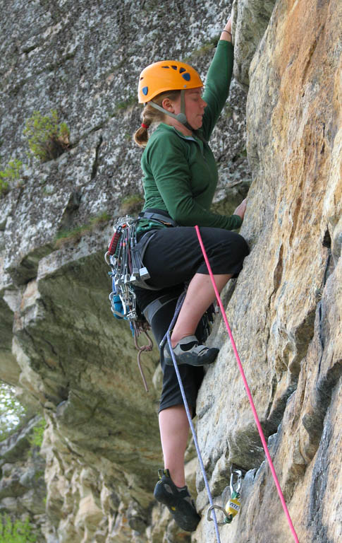 Kristin leading Yellow Ridge. (Category:  Rock Climbing)