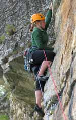 Kristin leading Yellow Ridge. (Category:  Rock Climbing)