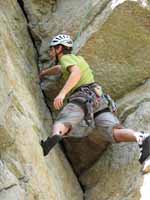 Guy climbing Groovy. (Category:  Rock Climbing)