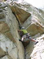 Guy climbing Groovy. (Category:  Rock Climbing)