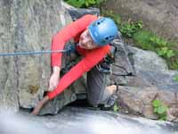 Beth following Plumber's Crack. (Category:  Rock Climbing)