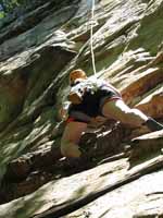 Jess on G-String. (Category:  Rock Climbing)