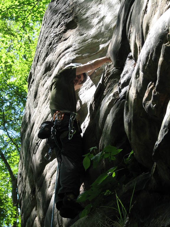 Matt leading Pay It Forward. (Category:  Rock Climbing)