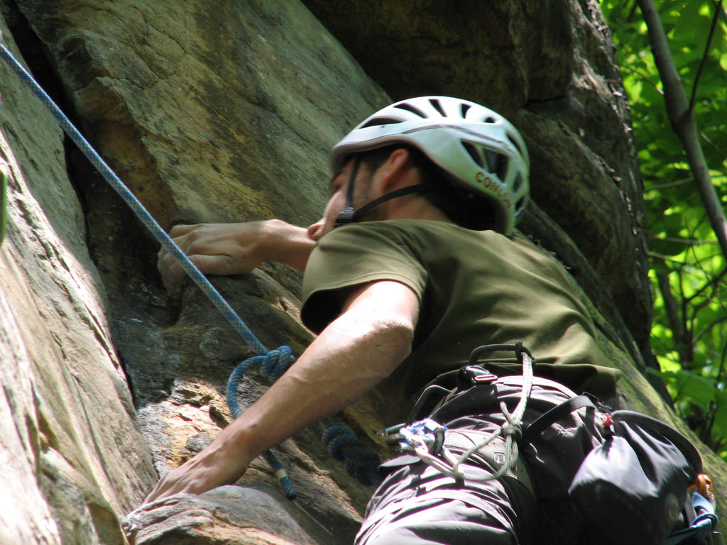 Matt leading Pay It Forward. (Category:  Rock Climbing)