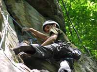 Matt leading Pay It Forward. (Category:  Rock Climbing)