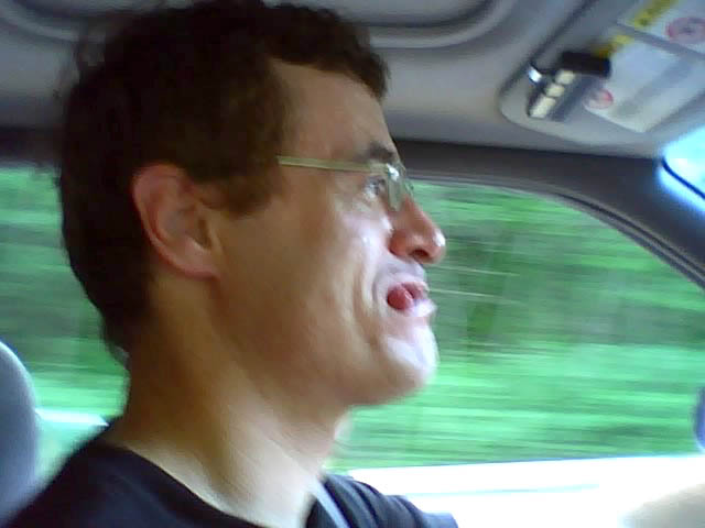 Jen took this shot of me with my phone while we were driving on Friday. (Category:  Rock Climbing)
