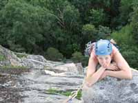 Beth at the top of Beginner's Delight. (Category:  Rock Climbing)