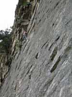 Beth leading Beginner's Delight. (Category:  Rock Climbing)