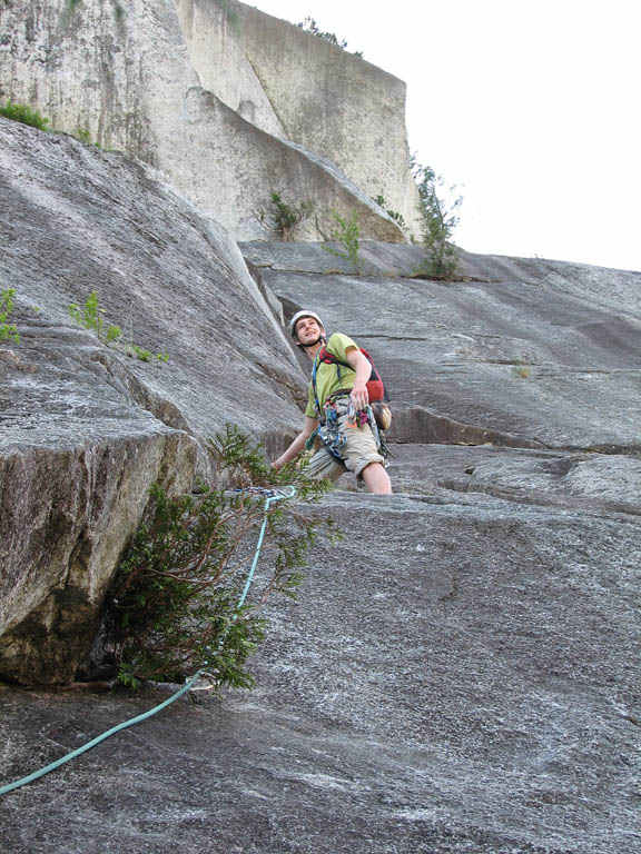 Guy leading p3 of Snake. (Category:  Rock Climbing)