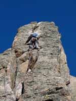 Guy leading the East Ridge. (Category:  Rock Climbing)