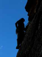 Guy leading p4 of Mountaineer's Route. (Category:  Rock Climbing)