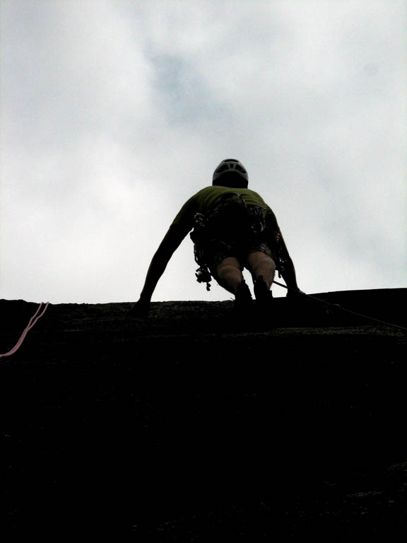 Guy at the top of Smoke Bluffs. (Category:  Rock Climbing)