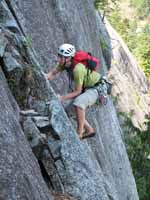 Guy following p2 of Snake. (Category:  Rock Climbing)