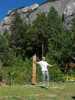 Slacklining with the Chief in the background. (Category:  Rock Climbing)